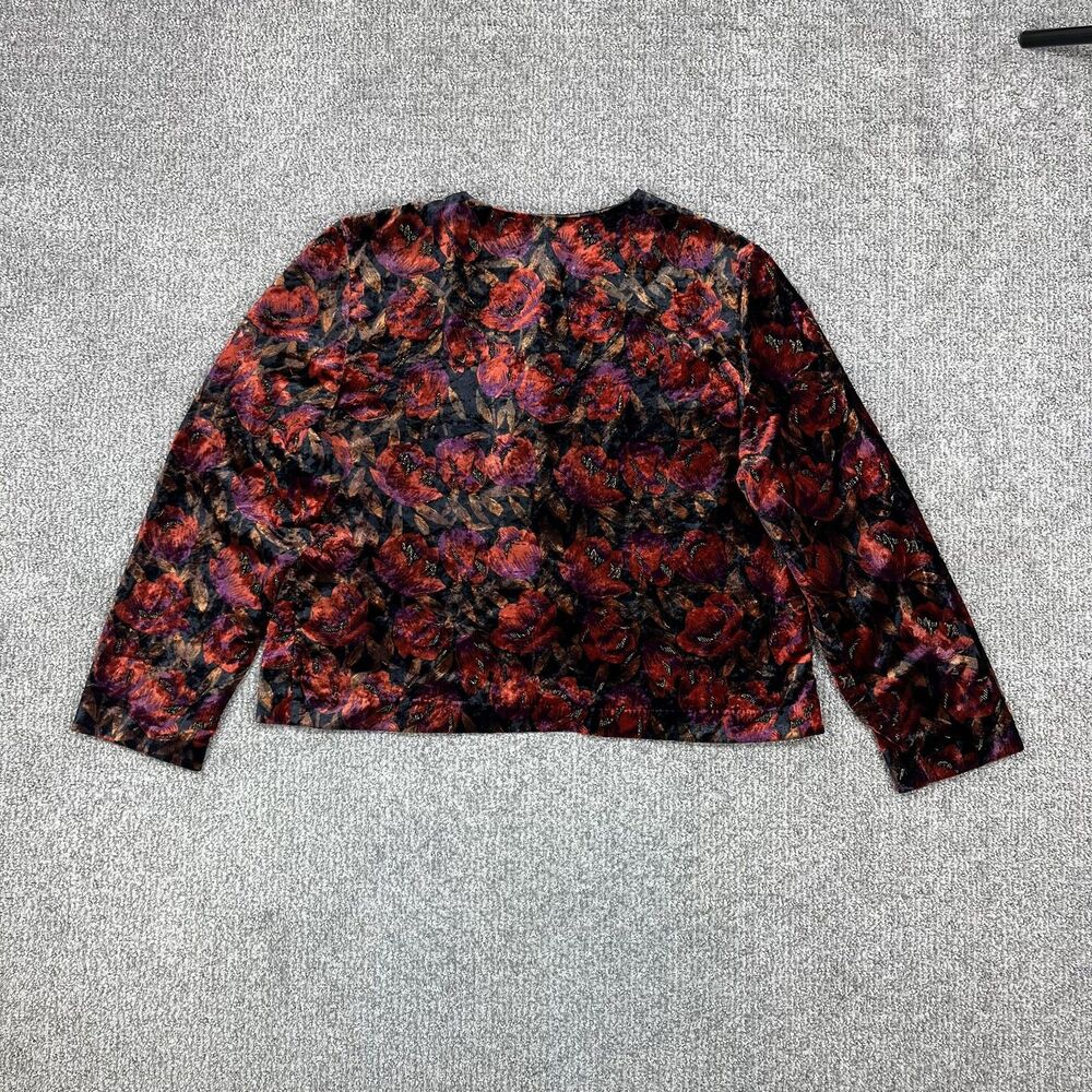 Vintage Jacket Womens 10 Multicolor Velvet Floral Button 90s Embroided USA Made - Picture 2 of 8